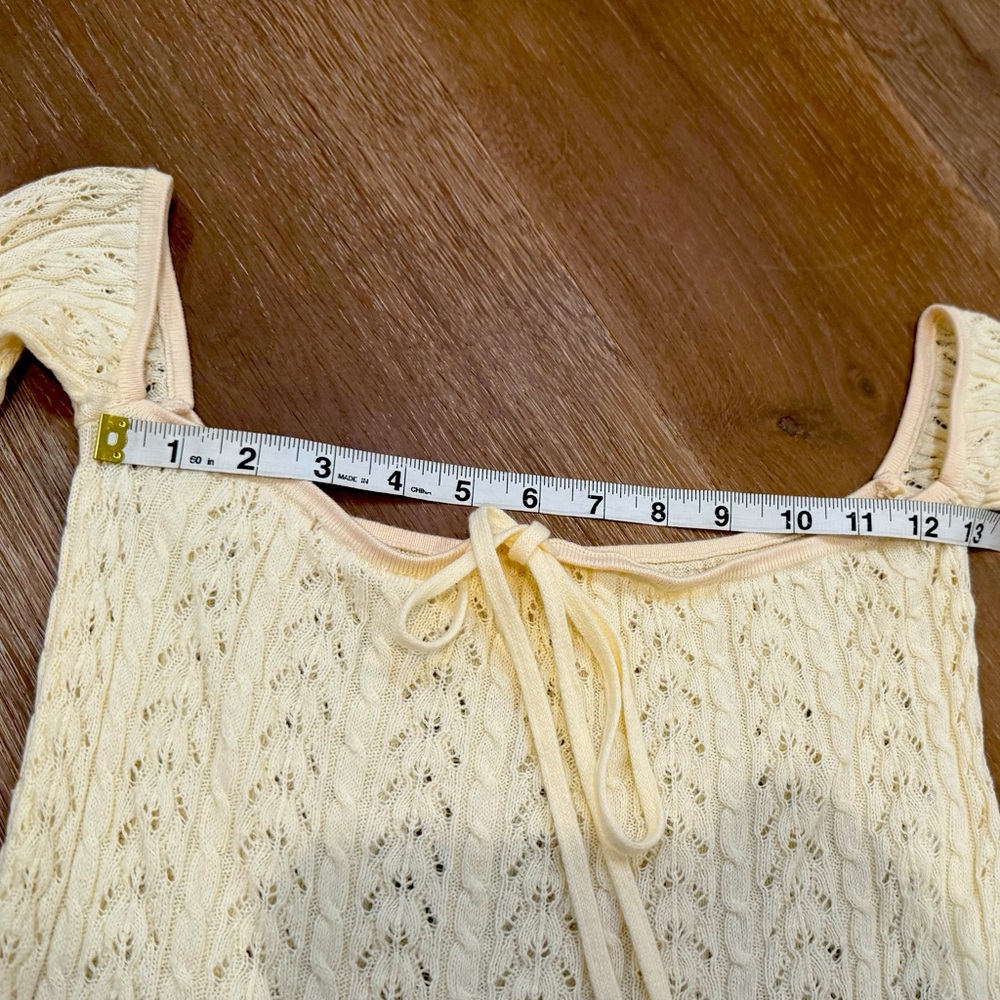 Stradivarius Off The Shoulder Cream Sweater with Tie Medium - Picture 3 of 6